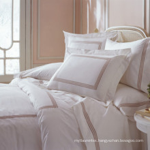 Luxury 300 Thread Count King Size White Embroidery Duvet Covers For Hotel